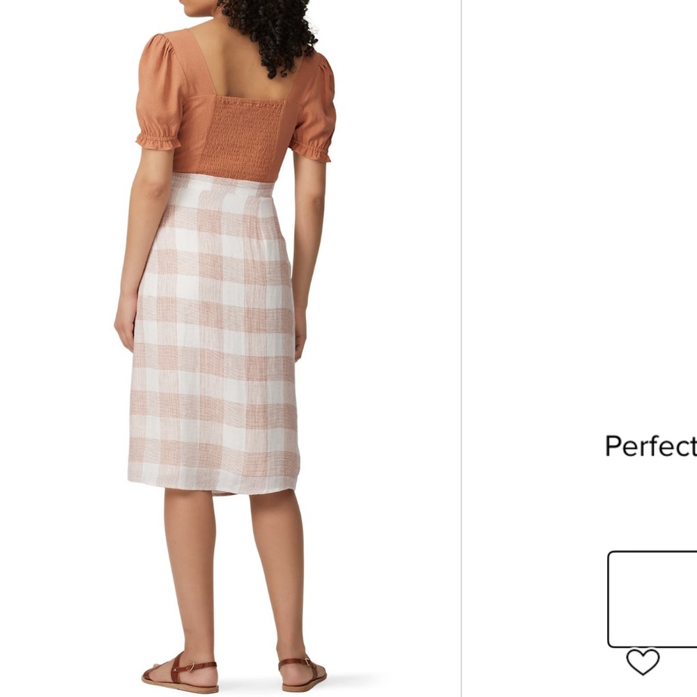 Anthro Heartloom Bently Red Pink Gingham Plaid High Waist Skirt Tie Coverup S - Picture 3 of 8
